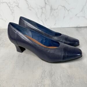 Easy Spirit Snake Print Pumps WMNS Blue US 8 Dress Heels Office Corporate Work